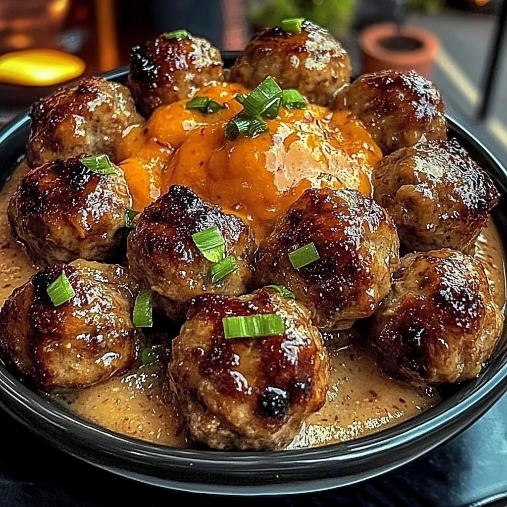 Honey Garlic Meatballs with Sweet Pepper Dip