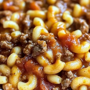 Delicious bowl of American Goulash garnished with parsley, ready to enjoy.