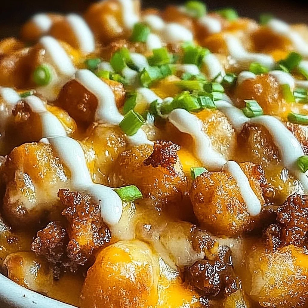 Delicious Big Mac Tater Tot Casserole topped with melted cheese and fresh toppings.