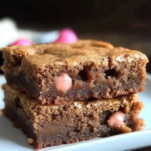 Delicious browned butter blondie dessert in a baking dish with a golden crust