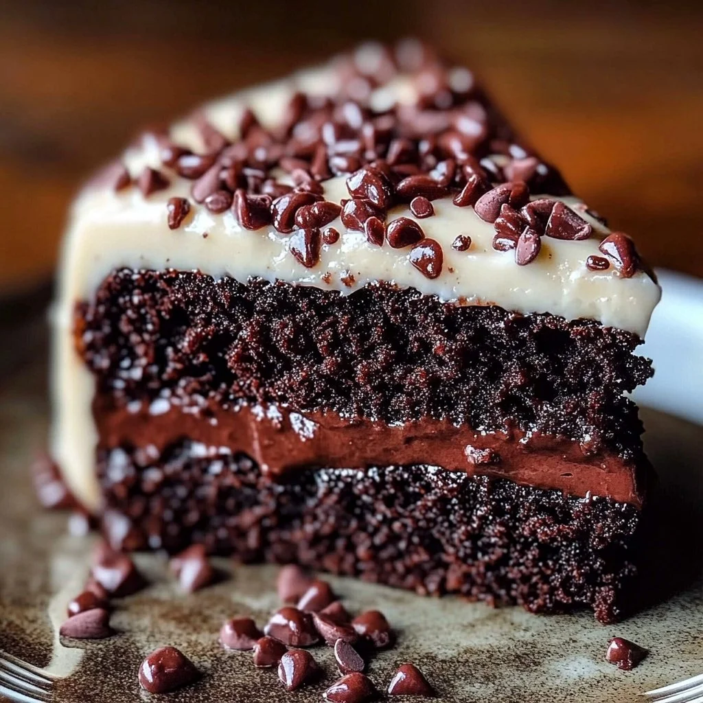 Decadent Chocolate Love Cake topped with rich chocolate frosting