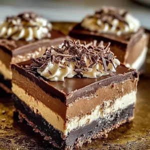Delicious hot chocolate cheesecake bars topped with chocolate and marshmallows.