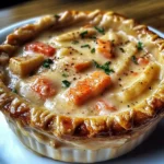 Creamy lobster pot pie with flaky crust and fresh ingredients