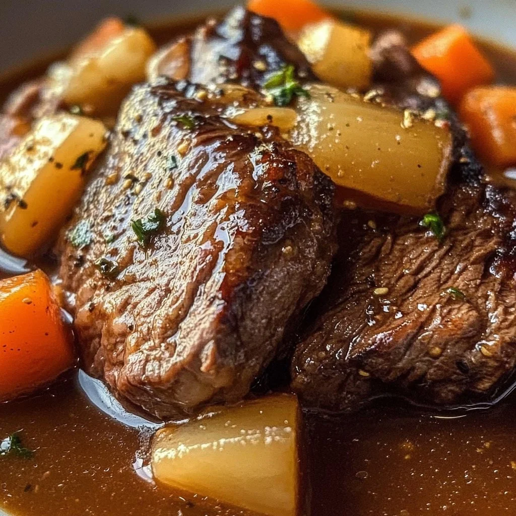 Delicious Crockpot Round Steak cooked to perfection with savory ingredients.