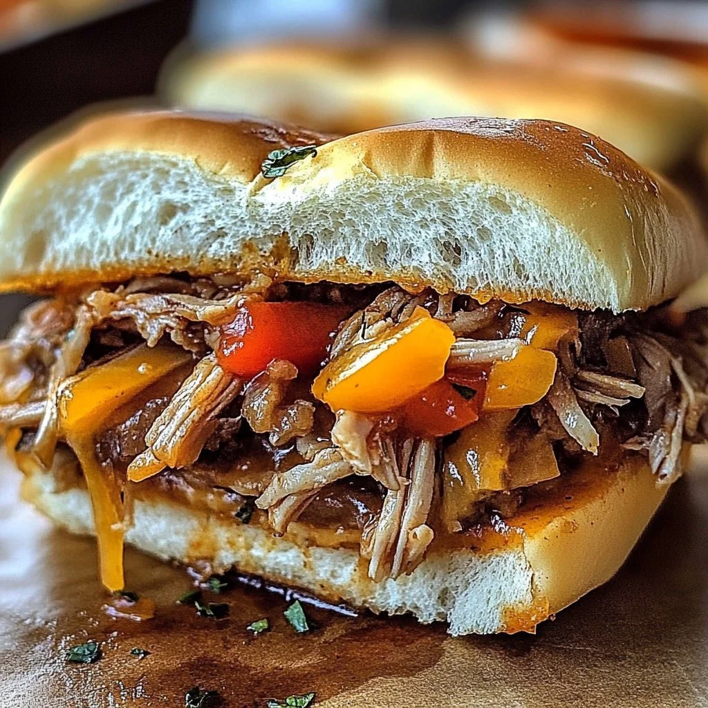 Delicious assortment of Crockpot sandwiches served on a plate.