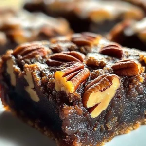 Delicious easy pecan pie brownies with chocolate and pecans
