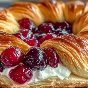 Flaky braided Cherry Danish pastry fresh out of the oven