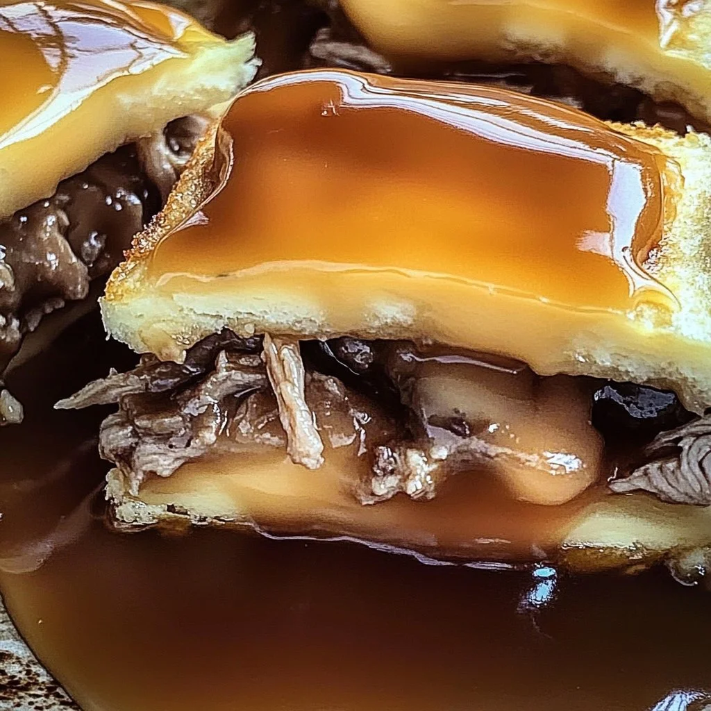 Delicious French Dip Squares served on a platter