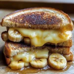 A delicious honey banana grilled cheese sandwich served on a plate