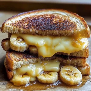 A delicious honey banana grilled cheese sandwich served on a plate