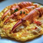 Delicious lobster omelette with fresh ingredients and herbs