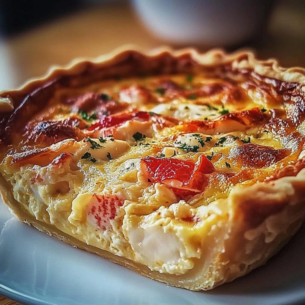 Irresistible lobster quiche with creamy filling and fresh seafood