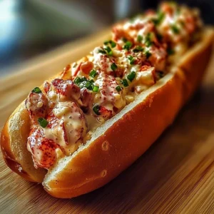 Delicious lobster roll with butter served on a toasted bun