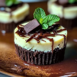 Delicious mini Andes mint cheesecakes served on a platter