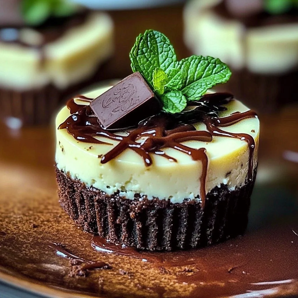 Delicious mini Andes mint cheesecakes served on a platter