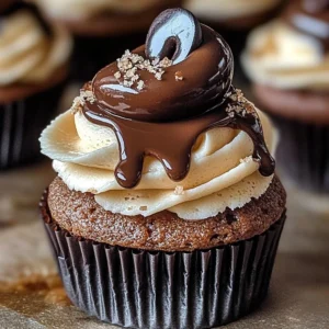 Irresistible Nutella Cheesecake Cupcakes topped with chocolate and cream