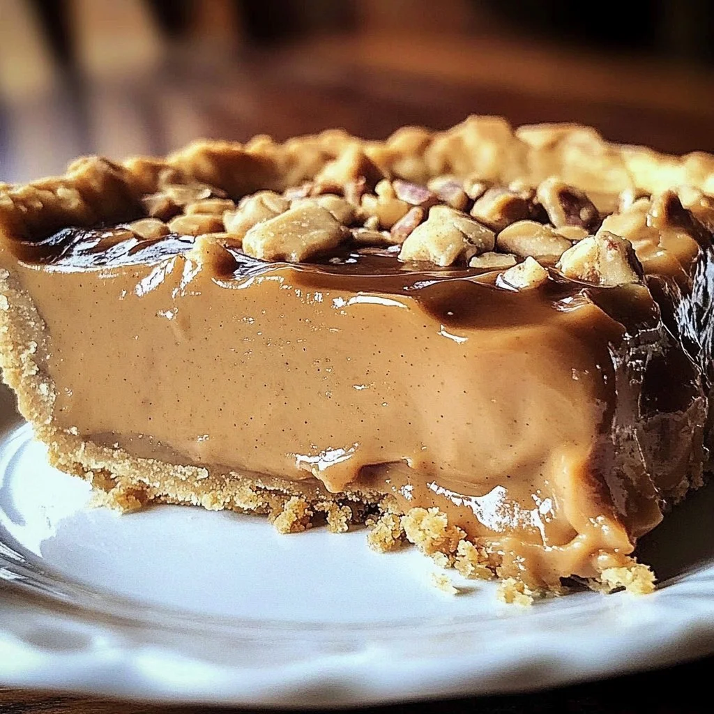Deliciously irresistible peanut butter cookie pie ready to be served.