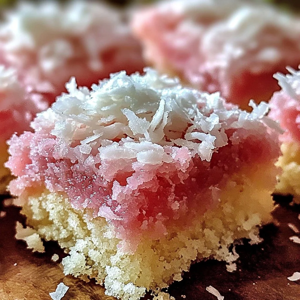 Irresistible Pink Coconut Snowball Cake Bars