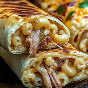 Irresistible pulled pork mac cheese wraps on a plate ready to be enjoyed