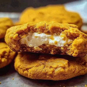 Delicious pumpkin cheesecake cookies with creamy frosting on a plate