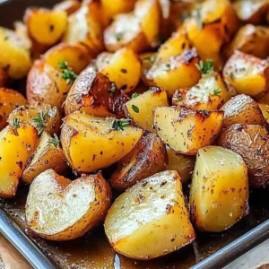 Deliciously roasted heart-shaped potatoes served in a bowl