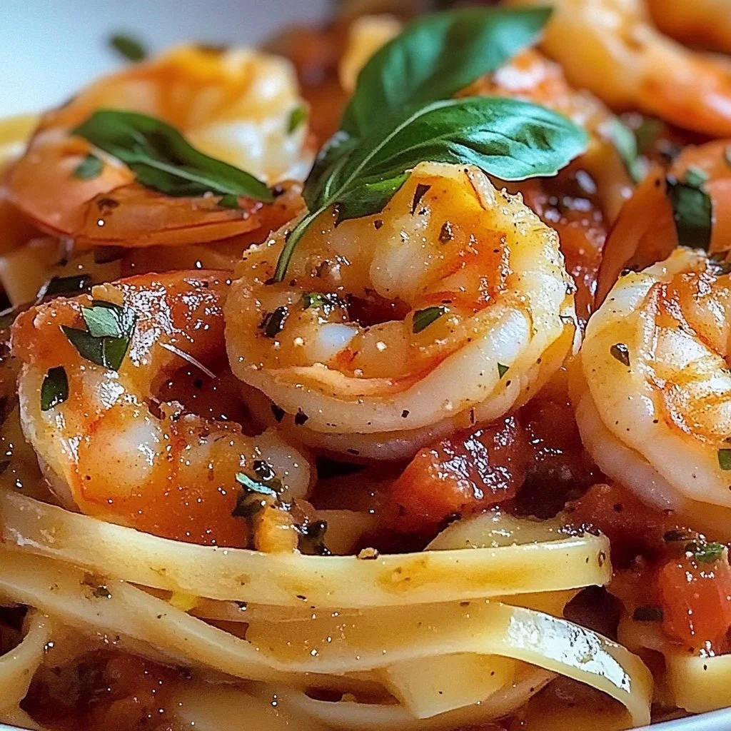 Delicious shrimp fra diavolo with spicy tomato sauce and fresh herbs