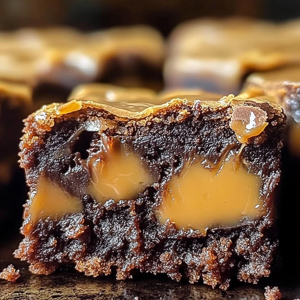 Deliciously rich Snickers brownies topped with caramel and peanuts