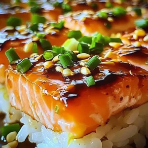 Delicious Spicy Salmon Sushi Bake topped with creamy sauce and garnished with green onions.