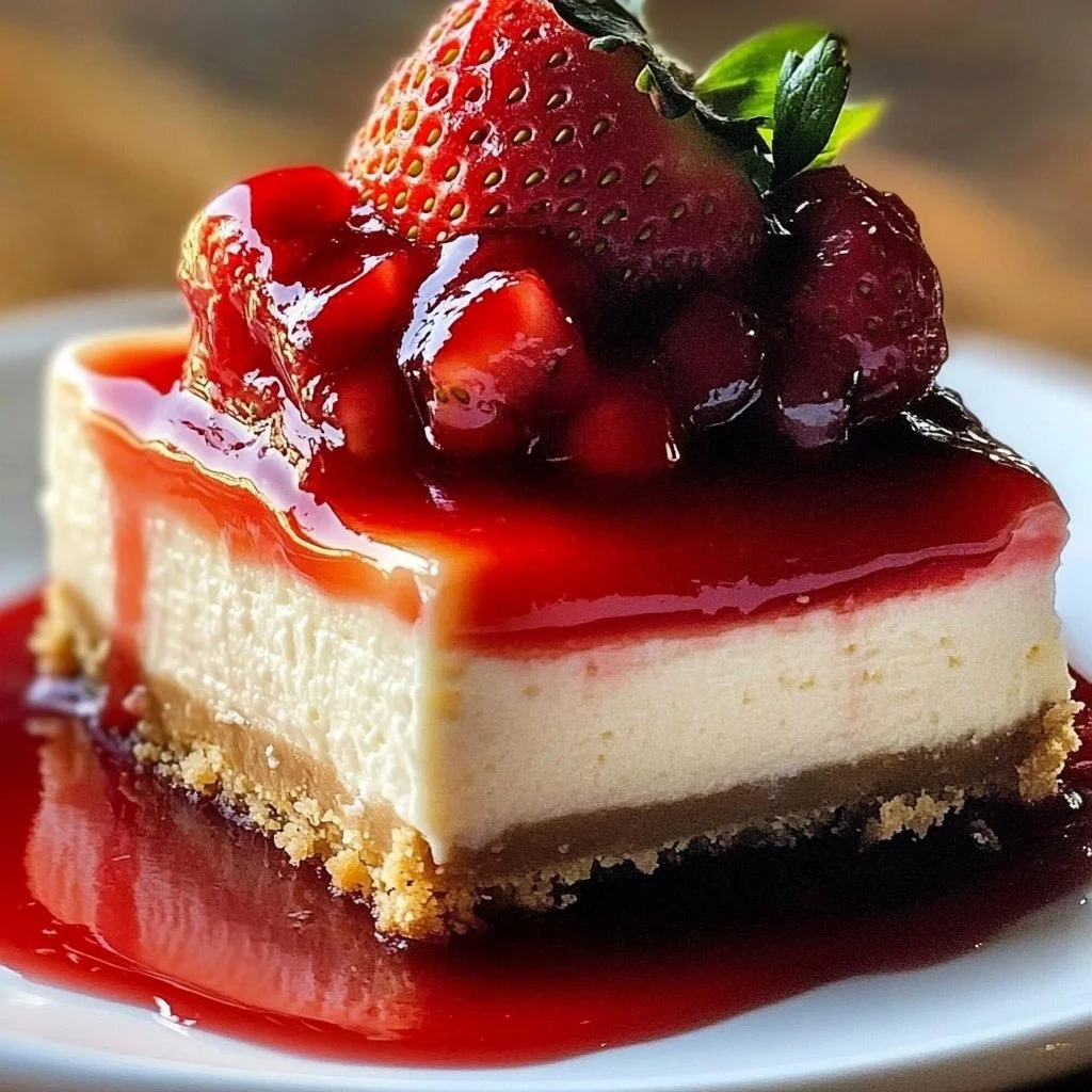 Irresistible Strawberry Topped Cheesecake Dessert