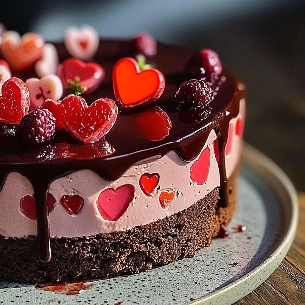 Irresistible Valentine Cake decorated with hearts and roses