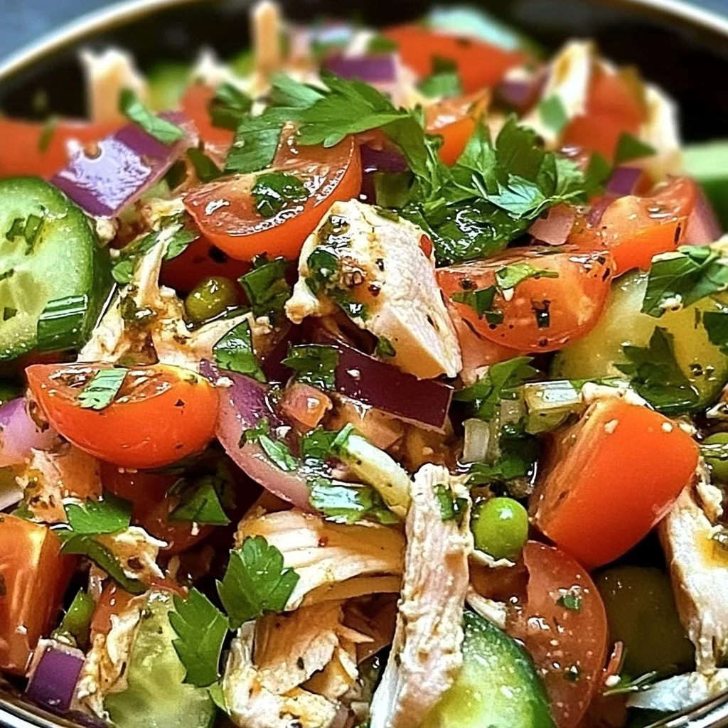 Delicious Italian Grinder Chicken Salad served in a bowl.