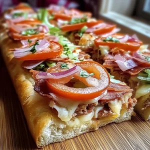 Savory Italian sub squares topped with fresh ingredients and herbs