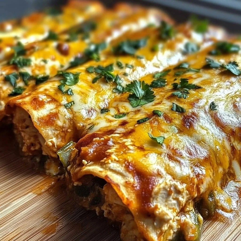 Delicious Jalapeño Popper Chicken Enchiladas topped with cheese and jalapeños