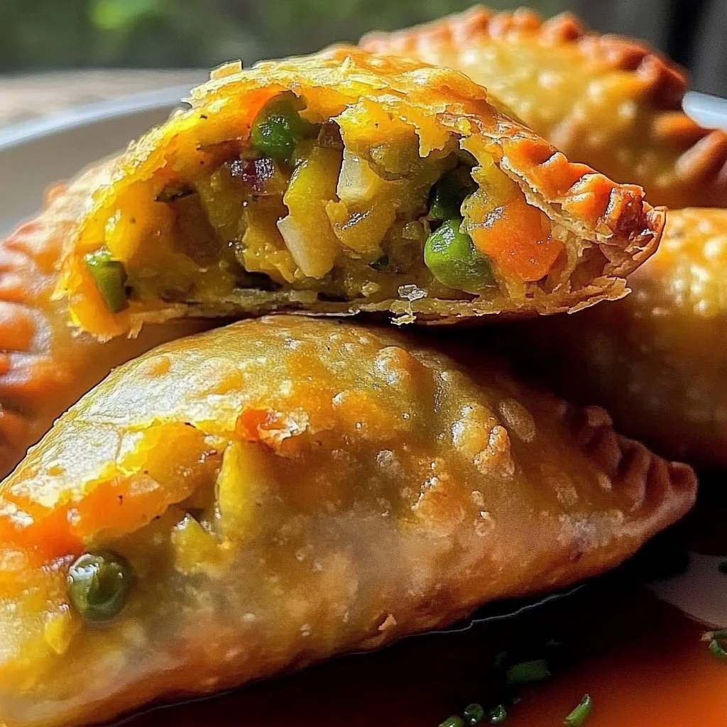 Delicious Jamaican vegetable patties on a plate, showcasing vibrant colors and textures.