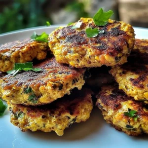 Delicious Mediterranean Chicken Patties served with fresh herbs and sauce