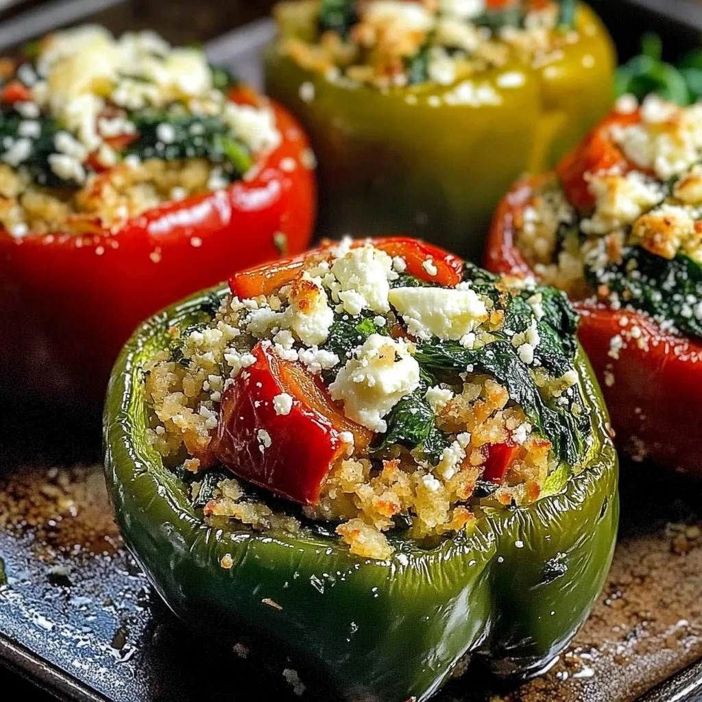 Mediterranean Spinach Feta Stuffed Peppers