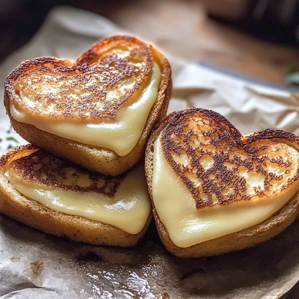 Mini grilled cheese hearts arranged on a plate, perfect for parties and snacks