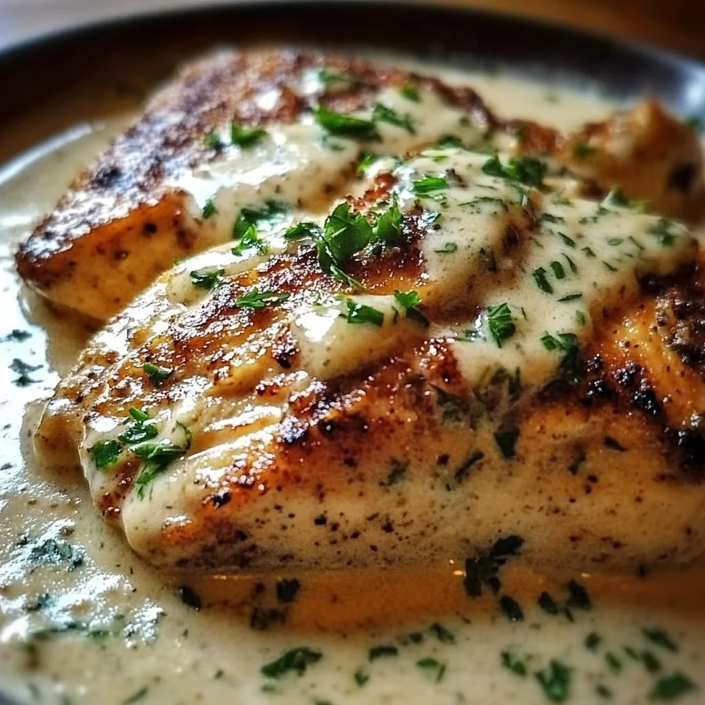 Parmesan Chicken with Garlic Cream Sauce