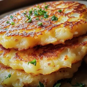 Potato and onion cheese pancakes served on a plate with garnishing