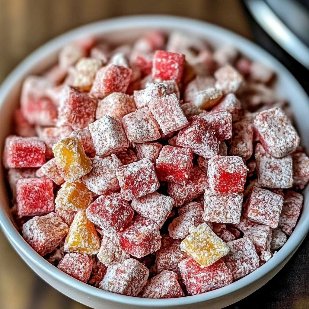 Delicious Quick Strawberry Shortcake Puppy Chow dessert snack