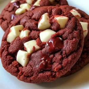 Delicious red velvet cookies made from cake mix topped with cream cheese frosting
