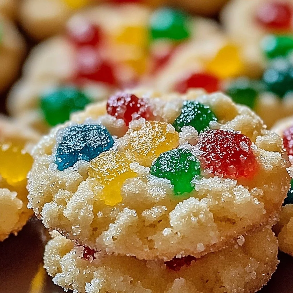Retro Christmas gumdrop cookies on a festive plate for holiday celebrations