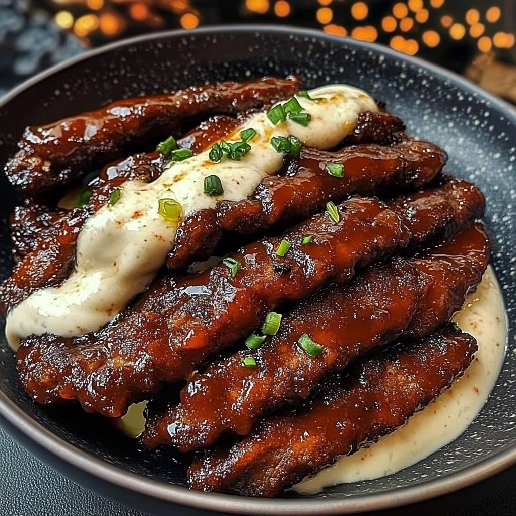 Smoky BBQ Beef Strips with Buttermilk Cream