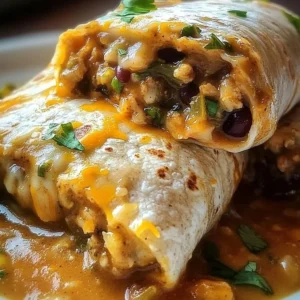 Delicious smothered green chili burritos ready to be enjoyed.