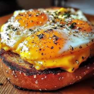Delicious spiced egg muffin toast topped with herbs and spices.
