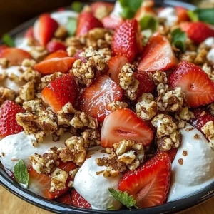 Delicious Strawberry Crack Salad with fresh strawberries and toppings