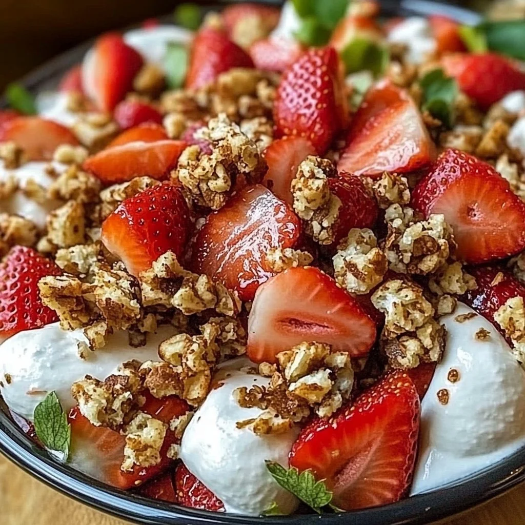 Delicious Strawberry Crack Salad with fresh strawberries and toppings