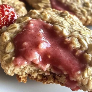 Delicious strawberry iced oatmeal cookies with a pink glaze on a plate