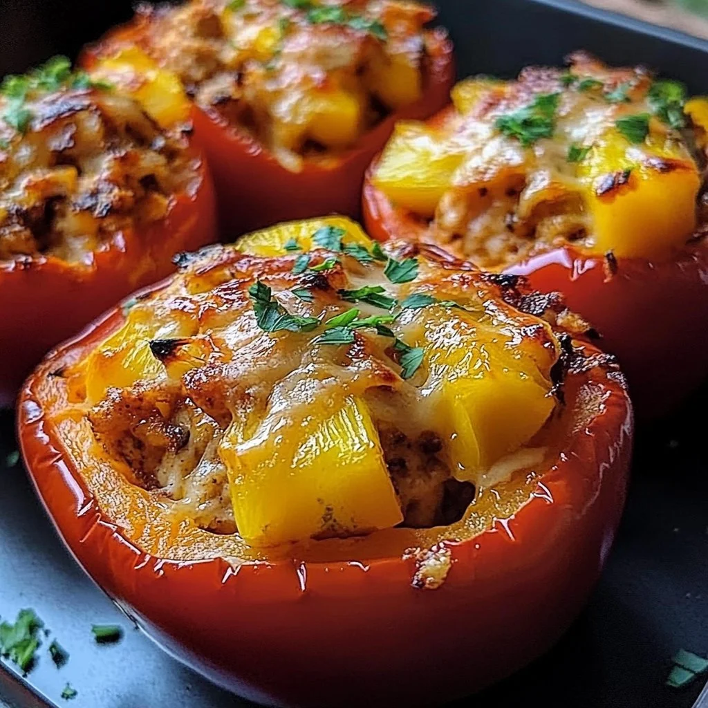 Teriyaki Pineapple Chicken Stuffed Peppers