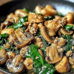 Turkey Spinach Mushroom Skillet recipe featuring healthy ingredients